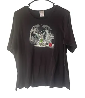 Vintage Disney Tinkerbell Women's Plus Size 2X Fairy Grunge Black‎ T Shirt thumbnail 1