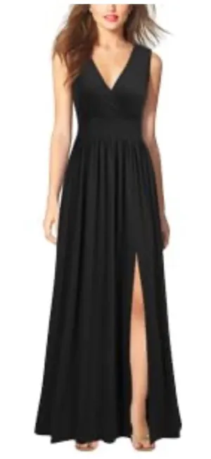 NEW WOOSEA Black Sleeveless Deep V-Neck Maxi Dress L thumbnail 1