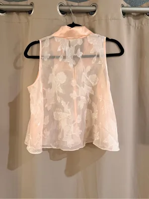 California Dynasty Delicate Sheer Floral Button-Front Top thumbnail 3