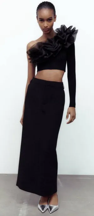 ZARA Crop Top Womens Size Medium Organza Party Glam Hollywood Avant Garde Bold thumbnail 1