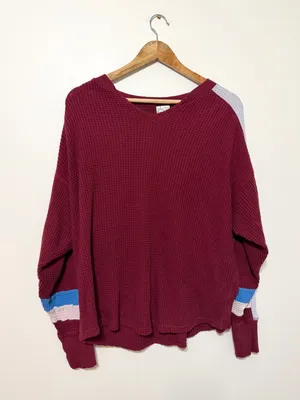 OFFLINE By Aerie Wow! Waffle Notch Neck Long Sleeve T-Shirt Size Small thumbnail 2