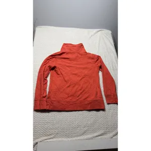 Tommy Bahama Womens Coral Orange Jacquard Tropical Leaf Full Zip Sweatshirt M thumbnail 2