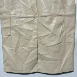New Hunter & Brown Faux Leather Cargo Pocket Midi Pencil Skirt Beige Size Medium thumbnail 8