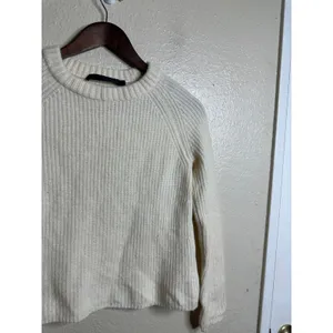 Jenni Kayne Cashmere Fisherman Sweater size XS Ivory Ribbed Crewneck thumbnail 5