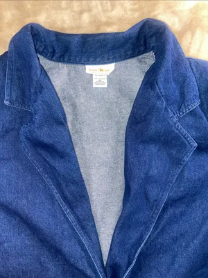 Vintage Classic Women's Blue Denim Blazer Jacket - Single Button Relaxed Fit thumbnail 5