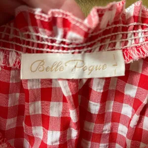 Belle Pogue size L seersucker checked puff sleeve top. Country farm life. thumbnail 5