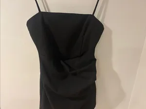 Windsor Black Draped Spaghetti-Strap Mini Dress thumbnail 2