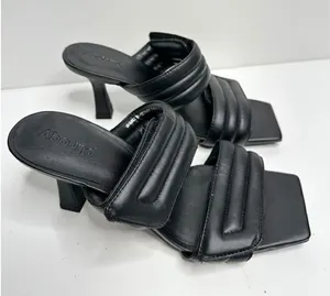 Abound Shoes Womens Size 6 Qarly Heeled Black Square Toe Slip‎ On Sandals thumbnail 1