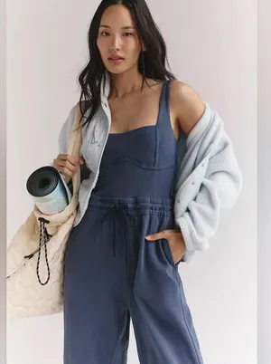 NWT Free People Movement Inbound Onesie In Midnight Navy $128 MSRP New with tags thumbnail 5