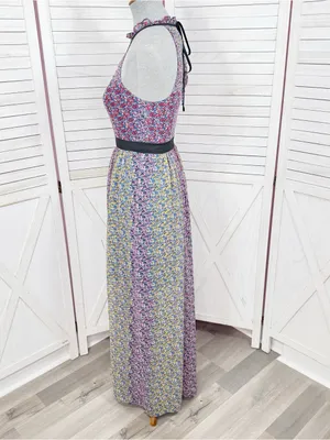 BCBGeneration Confetti Floral Halter Maxi Dress Pink‎ Multi Size 2 Twee Cottage thumbnail 3