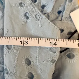 Japna Blue Eyelet Sundress NWT Beach Coastal‎ Summer Dress Cotton M thumbnail 6