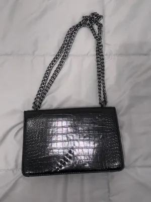 Crocodile Style Crossbody Black Bag thumbnail 2