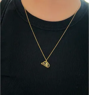 Boutique Gold Cowboy Hat Necklace – Western Country Charm Pendant thumbnail 1