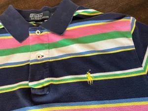VTG Polo Ralph Lauren Men’s Multi-Color Striped Polo Shirt-Medium thumbnail 2