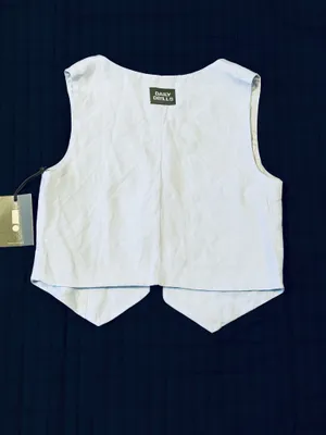 Daily Drills Linen Resort Tie Vest XS/S NWT Blue thumbnail 3