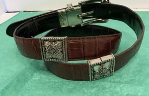 Ladies‎ reversible belt western style embellished silver medal Large thumbnail 1