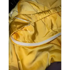 Love & Lemonade Yellow Satin Strapless Cowl Back Cutout Maxi Dress XL thumbnail 5