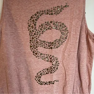 Lucky Brand- Women’s Pink Snake Design Tank Top Muscle Tee Size L thumbnail 2