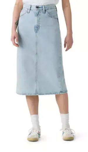 New Levi's Back Slit Midi Denim Skirt Size 29 Intense Subject LIght Wash thumbnail 1