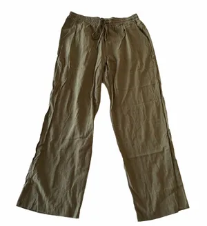 Women's Pull On Elastic Waist Olive Green Linen Cotton Style Pant Size M #260693 thumbnail 1