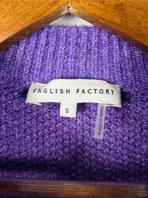 English factory puff sleeve ombré knit sweater in purple orange pink size small thumbnail 3