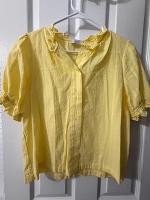 Loft Yellow Button Up Blouse thumbnail 1