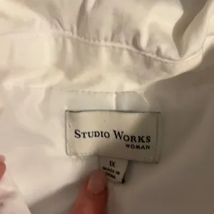 Studio Works Woman White Zip Up Utility‎ Jacket Plus Size 1X Cotton Blend thumbnail 3