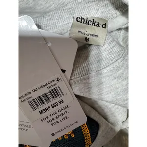 Chicka-d Women's Medium Ash Grey Sweatshirt Sequin Football Gameday thumbnail 4