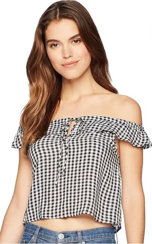 Billabong Peach Kisses Top - Gingham Black/White - XS thumbnail 6