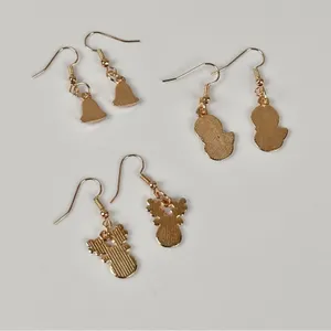 3 Pairs of Christmas Hook Earrings, Reindeer, Bell, Santa Claus, New! thumbnail 5