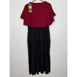 Svaha Maroon & Black Cape Collar Maxi Dress Size Large NWT thumbnail 3