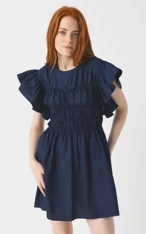 MISA Women's Radha Navy Ruffle Smocked Dress Size XS NWT $360 retail thumbnail 1