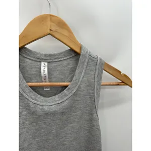 Fabletics Top‎ Women SMALL Light Grey Heather Tinsley Waffle Sleeveless Tank thumbnail 5