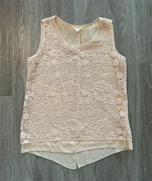 Adiva Peach Sleeveless Lace Top thumbnail 3