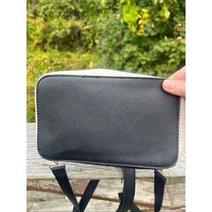Steve Madden Backpack With Top Handle Purse Faux Leather Black Cream thumbnail 4