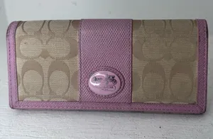 Coach Vintage Continental Wallet in Pink and Tan Signature Canvas thumbnail 1