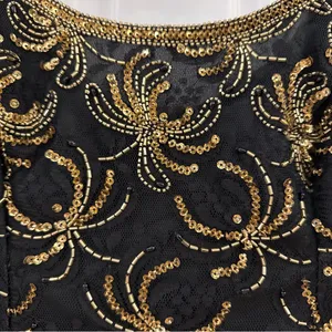 Vintage Morningside Designer Collection sleeveless Sequin Mini dress Black Gold thumbnail 5