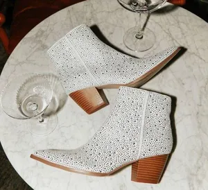 Lulus x Matisse Spirit Silver Rhinestone Pointed Toe Ankle Booties Size 7M thumbnail 1