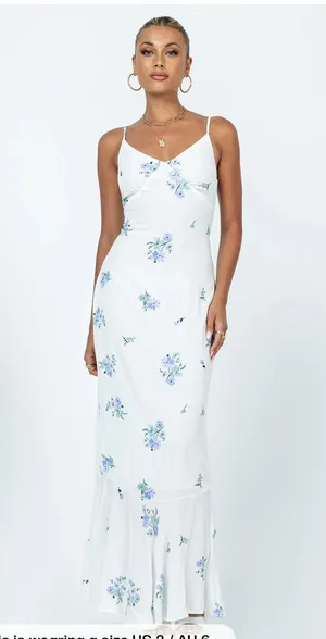 Princess Polly Sing Along Maxi Dress White Blue Floral thumbnail 2