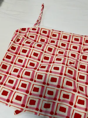 NWT Zara Geometric Print Linen Blend Open Back Top thumbnail 5