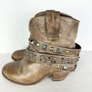 Corral Womens Studded Strap Ankle Boots Size 8.5 Saddle Brown Western Cowgirl thumbnail 1