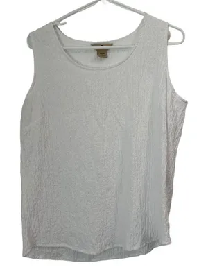 Woolrich White Pleated/Quilted Tank Top Size Large Beach Classic‎ Summer Casual thumbnail 1