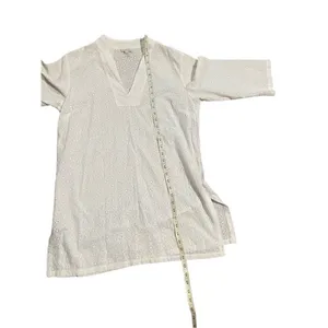 ‎Talbots Vneck white sheer cotton tunic medium thumbnail 3