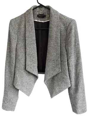Alice + Olivia Open Front Tweed Cropped Blazer Size M thumbnail 1