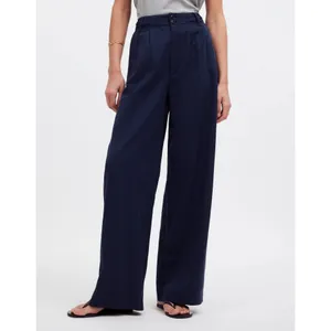 Madewell Deep Indigo Harlow Linen Blend Buttons Wide Leg Pants thumbnail 5
