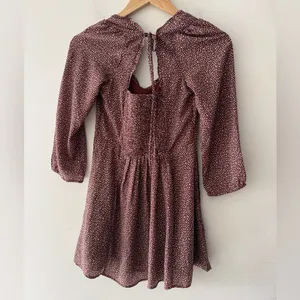 Abercrombie & Fitch Brown‎ and White Polka Dot Y2K Long Sleeve Dress thumbnail 5