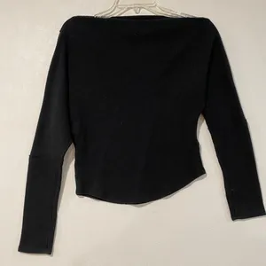 We The Free Black Waffle Knit Long Sleeve Crop Top Size Small Boho thumbnail 1