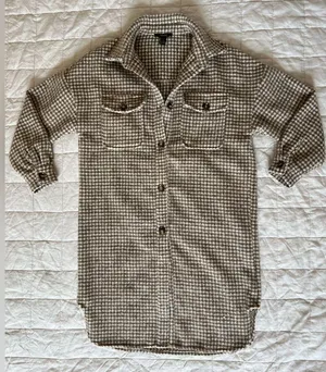 Forever 21 Brown & Cream Brushed Houndstooth Longline Shacket - Small thumbnail 3