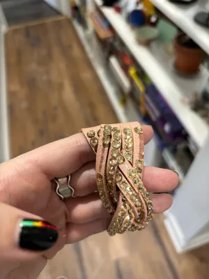 Pink and Gold Rhinestone Braided Wrap Bracelet thumbnail 10