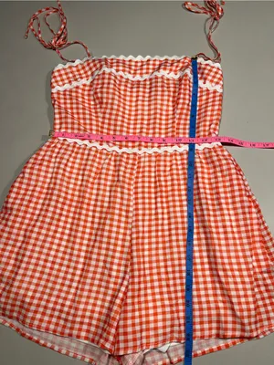 Trixxi NEW Red Gingham Romper with White Trim Small thumbnail 6